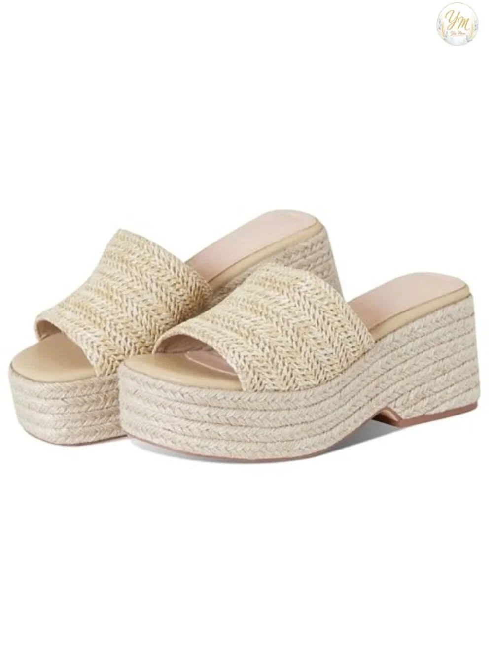 Espadrille Platform Wedge Sandals, Woven Jute, Non-Slip Slip On, Summer Beach